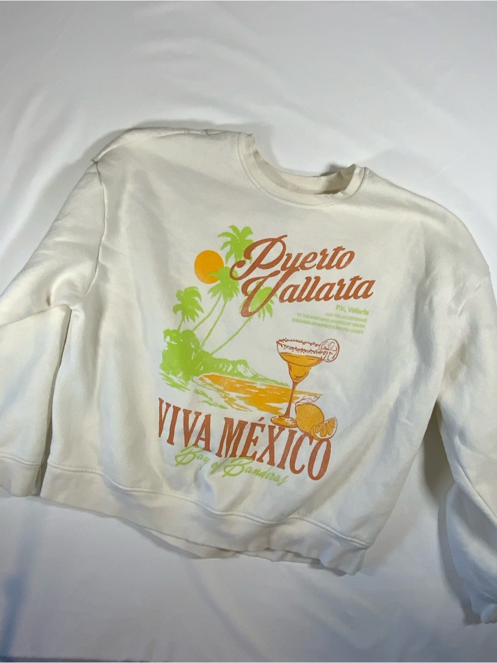 Original Use Cream Puerto Vallarta Viva Mexico Graphic Sweatshirt XL
